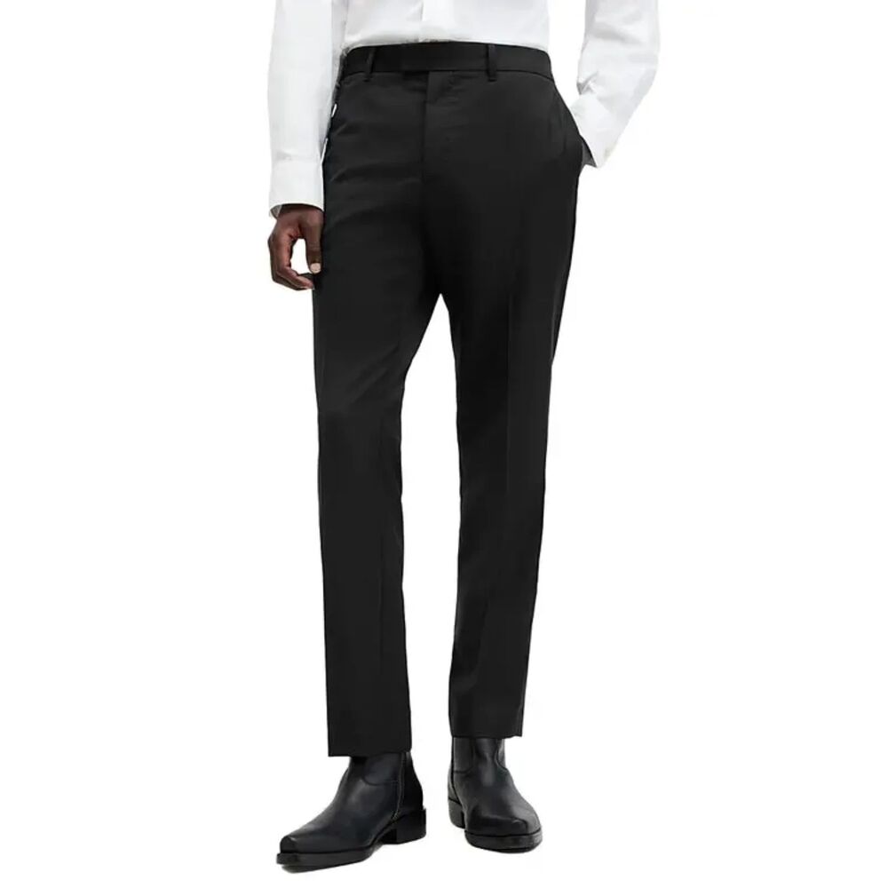 AllSaints Tisbury Straight Fit Tab Waist Trouser - Black 36